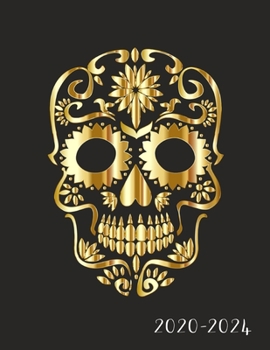 Paperback 2020-2024: GOLDEN SKULL! Five Year Planner: 60 Month Full Sized Calendar - Note Sections Each Month, Password Log, Phone Book Pag Book