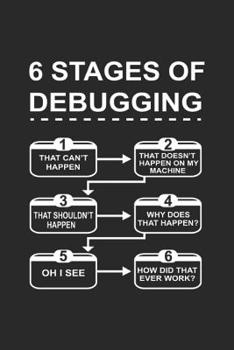 6 Stages Of Debugging: Programming Developer Notebook Computer Science Journal for Coder, Coding Samples Programmers and computer nerds for sketches, notes, tasks, code ideas and To-Do lists, Dot Grid