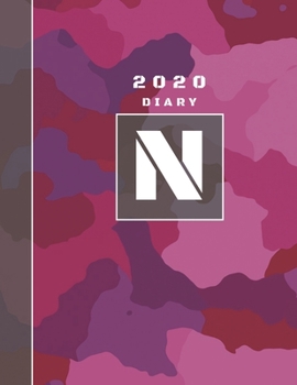 Personalised 2020 Diary Week To View Planner: A4  Letter N Pink Camo Camouflage  Organiser And Planner For The Year Ahead, School, Business, Office, Work, University