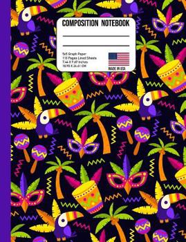 Composition Notebook 5x5 Graph Paper: Coconut Tree Toucan Tropical Party Back to School Composition Book for Teachers, Students, Kids and Teens