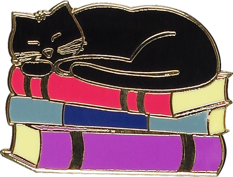 Hardcover Cat with Books Hard Enamel Pin (Cloisonne Pin) Book