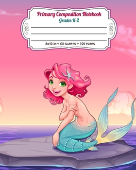 Paperback Primary Composition Notebook Grades K-2: Story Paper Journal Dashed Midline And Picture Space Exercise Book - Pink and Blue Design (Mermaid Series) Book