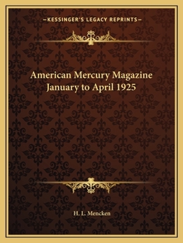 Paperback American Mercury Magazine January to April 1925 Book