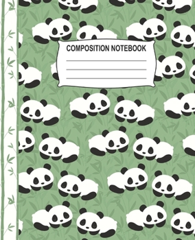 Paperback Composition Notebook: Green Wide Ruled Notebook With A Cute Panda Pattern Book