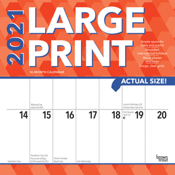 Calendar Large Print 2021 Square [Large Print] Book