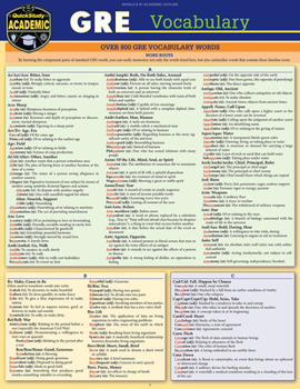 Paperback GRE Vocabulary: A Quickstudy Laminated Reference Guide Book