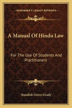Paperback A Manual Of Hindu Law: For The Use Of Students And Practitioners Book