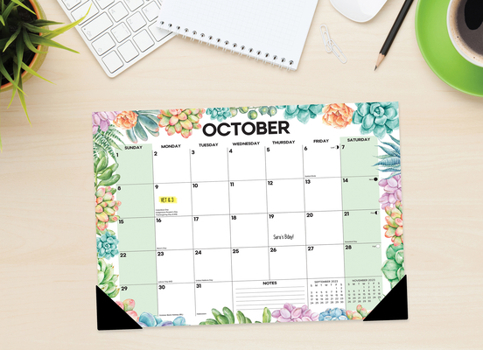 Calendar Succulent 2023 17 X 12 Medium Monthly Deskpad Book