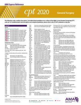 Paperback CPT 2020 Express Reference Coding Card: General Surgery Book