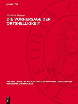 Hardcover Die Vorhersage Der Ortshelligkeit [German] Book