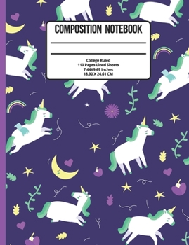 Paperback Composition Notebook College Ruled: Unicorn 100 Pages Book