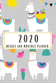 Paperback 2020 Weekly And Monthly Planner: Llama Planner Lesson Student Study Teacher Plan book Peace Happy Productivity Stress Management Time Agenda Diary Jou Book