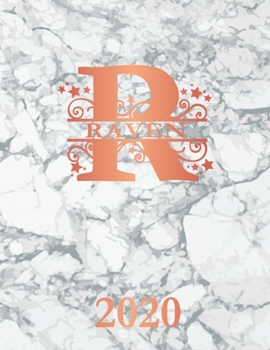 Paperback Raven: 2020. Personalized Name Weekly Planner Diary 2020. Monogram Letter P Notebook Planner. White Marble & Rose Gold Cover. Book
