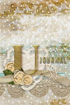 U Journal: Letter U Initial Monogram Lined Notebook - Flower and Heart Cream