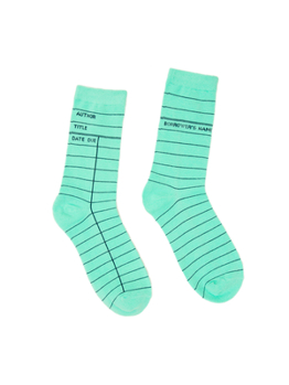 Misc. Supplies Library Card (Mint Green) Socks - Large Book