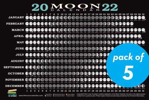 Cards 2022 Moon Calendar Card (5 Pack): Lunar Phases, Eclipses, and More! Book