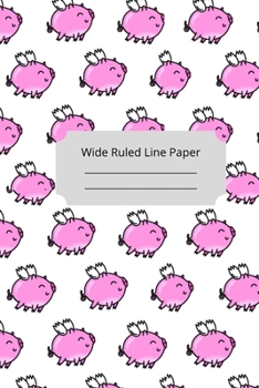 Cute Baby Pig Theme Wide Ruled Line Paper