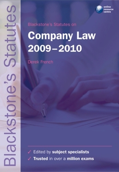 Paperback Blackstone's Statutes on Company Law 2009-2010 (Blackstone's Statute Book Series) Book