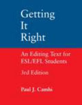 Paperback Getting It Right: An Editing Text for ESL/EFL Students Book