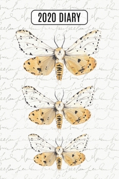 Paperback 2020 Daily Diary Planner, Watercolor Moths: Three Days Per Page Full Year Planner Book
