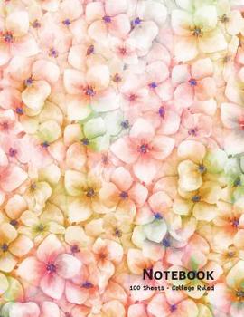 Paperback Notebook: Coral and Yellow Flowers - 100 Sheets - College Ruled (8.5 x 11) Book