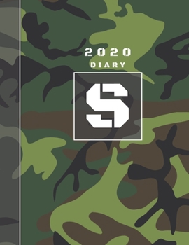 Paperback Personalised 2020 Diary Week To View Planner: A4 Letter S Dark Green And Black Camo Camouflage Organiser And Planner For The Year Ahead, School, Busin Book