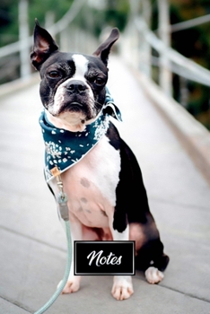 Boston Terrier Dog Pup Puppy Doggie Notebook Bullet Journal Diary Composition Book Notepad - Blue Bandana: Cute Animal Pet Owner Composition Book with 100 Dotted Dot Grid Paper Pages in 6” x 9” Inch