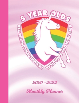 Monthly Planner: 5 Year Old 5th B-Day Pink 2 Year Organizer with Note Pages (24 Months) | Jan 2020 - Dec 2021 | Month Planning | I'm Five Appointment ... | Plan Each Day, Set Goals & Get Stuff Done