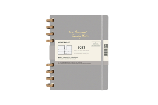 Calendar Moleskine 2023 Spiral Planner, 12m, Extra Large, Remake Smoke, Hard Cover (7.5 X 10) Book