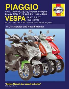 Paperback Piaggio Vespa: Sfera, Typhoon, Zip, Fly, Skipper, Hexagon, Liberty, Nrg, B125, X8 & X9 1991 to 2009 and Vespa Et, LX, S & GT 1996 to Book