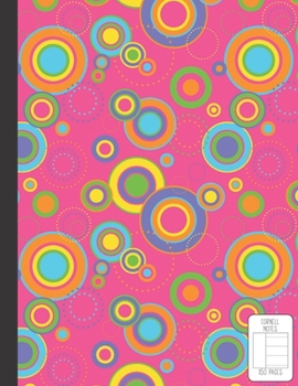 Cornell Notes: 150 Pages Single Subject Notebook | Large 8.5 x 11 Cornell Notes Ruled | Pink Retro Circle Cover