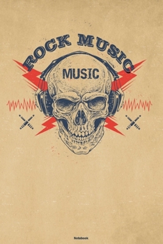 Paperback Rock Music Notebook: Skull with Headphones Rock Music Journal 6 x 9 inch 120 lined pages gift Book