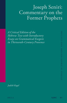 Hardcover Joseph Seniri: Commentary on the Former Prophets [French] Book