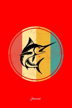 Journal: Dot Grid Journal - Marlin Silhouette Retro Stripes Vintage Fish Halloween Gift - Red Dotted Diary, Planner, Gratitude, Writing, Travel, Goal, Bullet Notebook