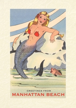 Paperback Vintage Lined Notebook Greetings from Manhattan Beach, Mermaid Book