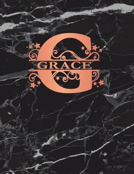 Paperback Grace: Personalized Journal Notebook for Women or Girls. Monogram Initial G with Name. Black Marble & Rose Gold Cover. 8.5 X Book