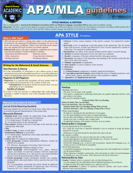 Misc. Apa/MLA Guidelines - 7th/9th Editions Style Reference for Writing: A Quickstudy Laminated Guide Book