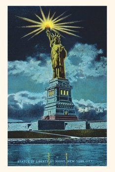 Paperback Vintage Journal Statue of Liberty at Night, New York Harbor Book