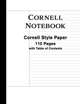 Paperback Cornell Notebook: Cornell Notes Paper 110 Pages with Table of Contents Note-taking System Composition Size Book