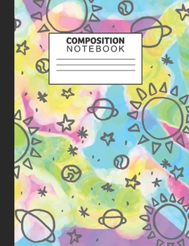 Paperback Composition Notebook: Tie Dye Space Doodle Galaxy - Wide Ruled Workbook for Students Writing Notes Book