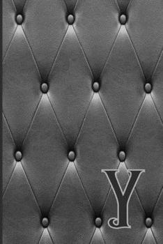 Y: Writing Journal Notebook Personalized with Black Monogram Initial Letter on a Dramatic Charcoal Gray Diamond Shape Tufted background. (6"x9" 110 Blank Lined Pages with Space for Date)