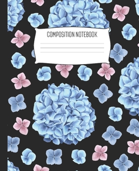 Composition Notebook: Wide Ruled Notebook Blue Watercolor  Flower Bunch Lined School Journal | 100 Pages | 7.5" x 9.25" | Children Kids Girls Teens Women | Perfect For School
