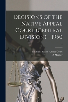 Paperback Decisions of the Native Appeal Court (central Division) - 1950; 1 Book