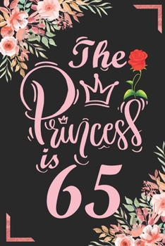 The Princess Is 65: 65th Birthday & Anniversary Notebook Flower Wide Ruled Lined Journal 6x9 Inch ( Legal ruled ) Family Gift Idea Mom Dad or Kids in Holidays - Marble & Red Love Flowers Cover