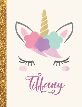Tiffany: Tiffany Unicorn Personalized Black Paper SketchBook for Girls and Kids to Drawing and Sketching Doodle Taking Note Marble Size 8.5 x 11