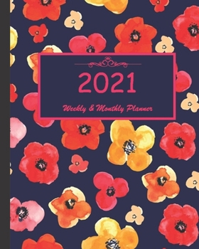 2021 Weekly & Monthly Planner: Calendar 2021 with relaxing designs and amazing quotes : 01 Jan 2021 to 31 Dec 2021, 141 ligned pages with flolar cover printed on high quality. (Spanish Edition)