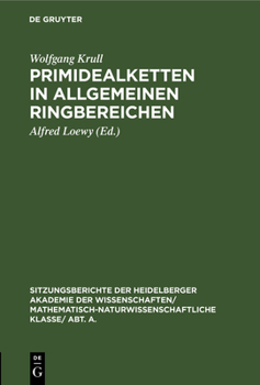 Hardcover Primidealketten in Allgemeinen Ringbereichen [German] Book
