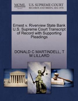 Paperback Ernest V. Riverview State Bank U.S. Supreme Court Transcript of Record with Supporting Pleadings Book