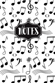 Paperback Notes: Music Notes Pattern 6"X9" 120 Blank Lined Pages Musical Notes Notebook Book