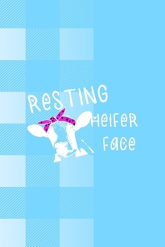 Resting Heifer Face: Notebook Journal Composition Blank Lined Diary Notepad 120 Pages Paperback Blue Grid Cow